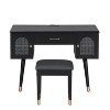 TOBILI Vanity Makeup Table & Chair Set, Modern Dressing Table with Organizer, Writing Desk, Charging Port, Black - 4 of 4