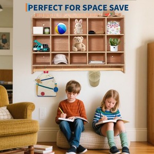 Cubby Storage Organizer Cubes, Daycare Shelves with  Shoe Layer with Hooks and Shelf, Hanging Wall Mount, Furniture for Kids Toys,Classroom - 1 of 4