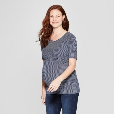 Nursing Stripe Round Neck Short-sleeve Tee