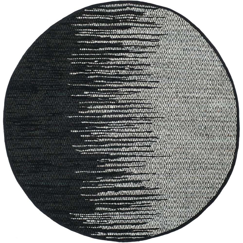 4'x4' Round William Geometric Accent Rug Light Gray/Black Round - Safavieh
