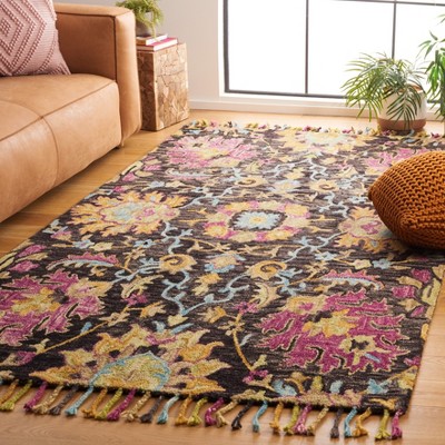 Multicolor Floral Wool Rectangular Area Rug