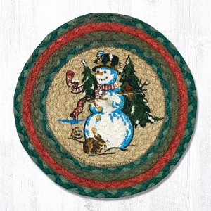 Earth Rugs Winter Wonderland Printed Round Trivet – 10"x10" Braided Jute Mat with Holiday Snow Scene Design - 1 of 3