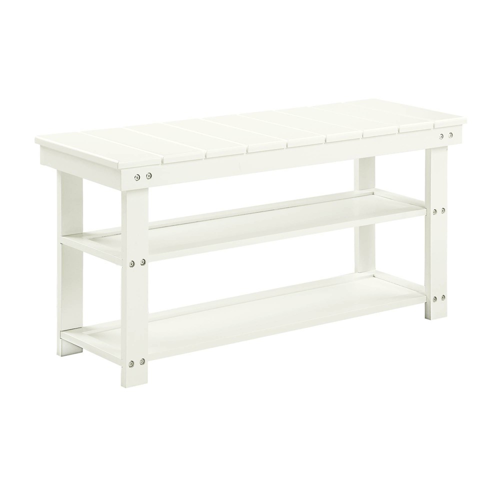 Oxford Utility Mudroom Bench with Shelves Ivory - Breighton Home: Solid Wood Legs, Entryway Seating