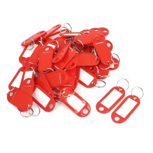 Unique Bargains Plastic Luggage Fobs ID Label Name Tag Badge Clip Holder Keyring Red 50pcs - 1 of 4