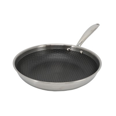 Better Chef 3-Ply Stainless Steel Nonstick Fry Pan with Rolled Edge in Silver