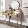 Contemporary 4-Drawer Wood Vanity and Stool Set - 2 of 4