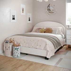 Buzz & Bloom Platform Bed Frame with Curved Headboard and Wood Slat Foundation - 1 of 4