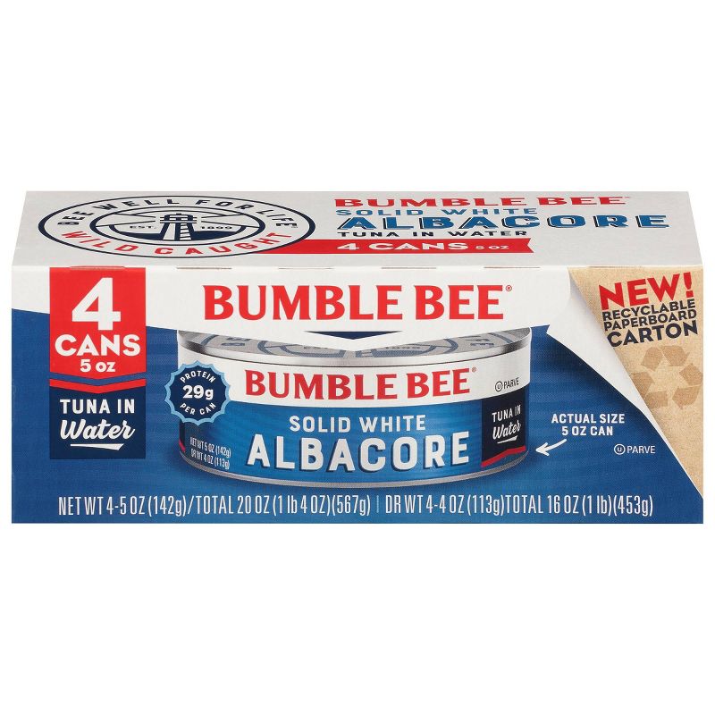 Bumble Bee Solid White Albacore Tuna in Water - 5oz/4ct, 1 of 7