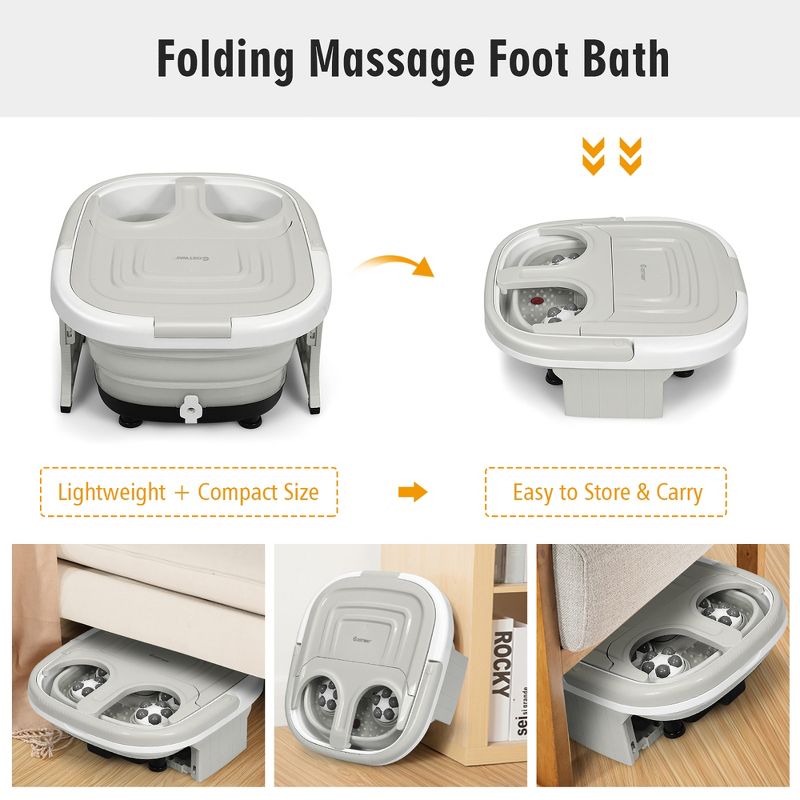 Costway Bath Foot Spa Massager w/ Bubble Red Light Timer Heat Gray, 5 of 11