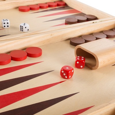 Portable Wooden Backgammon Board Game Set with Accessories