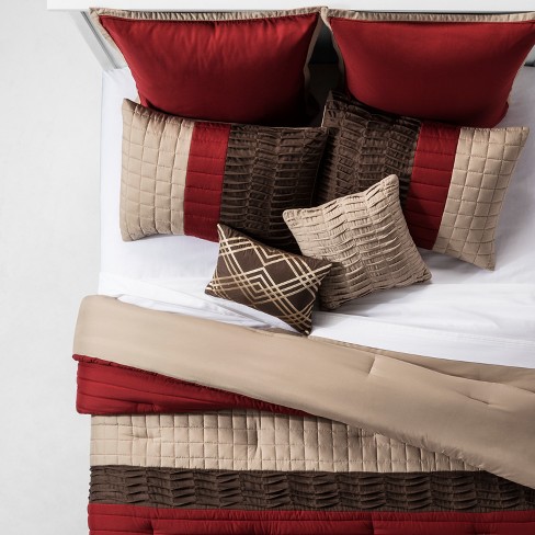 Red Brown Katheryn Pieced Comforter Set Queen 8pc Target