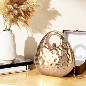 Elegant Metallic Purse with Detachable Chain - Versatile Women's Handbag for Wedding, Party, and Evening Events (Gold) - 1 of 4