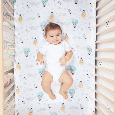 Blue Cotton Muslin Space Explorers Crib Sheet