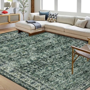 Vintage Area Rugs Washable Low Pile Non Slip Foldable Carpet for Living Room Bedroom Indoor Ultra Soft Retro Printed Distressed Rug - 1 of 4