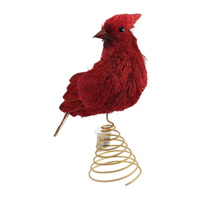 Tree Topper Finial 11.0" Cardinal Sisal Treetopper Red Bird Christmas  -  Tree Toppers