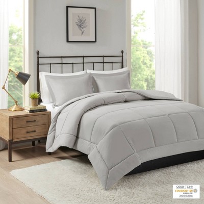 King Gray Microfiber Down Alternative Comforter Set