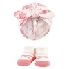 Hudson Baby Infant Girl Turban and Socks Set, Blush Rose Leopard, One Size - 4 of 4