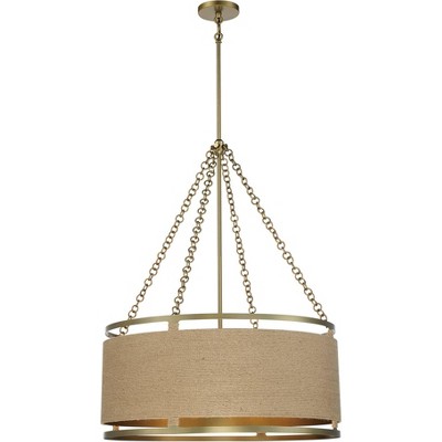 Minka Lavery Soft Brass Chandelier 26 1/2" Wide Farmhouse Natural Rope Shade 6-Light Fixture for Dining Room House Foyer Kitchen