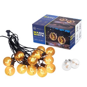 BrightLux 12ct LED 24ft Spiral G50 Indoor Outdoor Filament String Lights Warm White Bulbs with Black Wire: ETL Listed, Electric Powered - 1 of 4