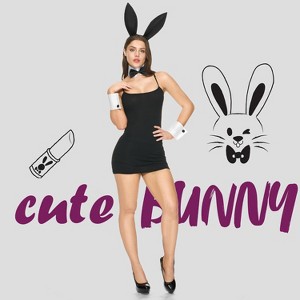 Joyfy Halloween Bunny Costume Accessories, Bunny Ears Headband Bow Tie Tail Arm Cuffs Halloween Costume Cosplay - 1 of 4