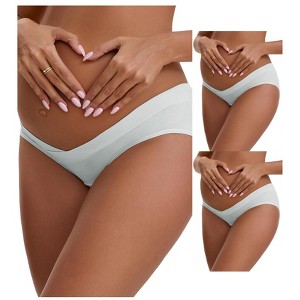 INSPIRE CHIC Women's Cotton Low Waist Under the Bump Maternity Briefs Pregnancy Underwear 3 Packs - 1 of 4