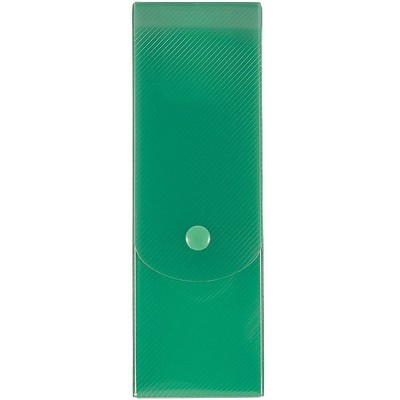 JAM Paper Slim Plastic Pencil Case Box with Button Snap Dark Green 166532853