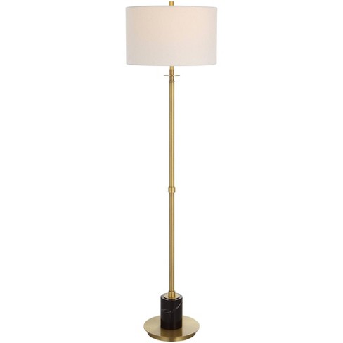 Uttermost Vintage Floor Lamp 68 1/2 Tall Antiqued Brushed Brass Rusted  Black Amber Glass Shade for Living Room Reading Bedroom