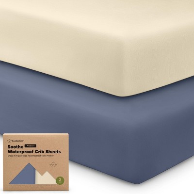 KeaBabies 2pk Soothe Waterproof Fitted Crib Sheets for Girl, Boy, 100% Organic Soft Cotton Crib Mattress Protector Sheet