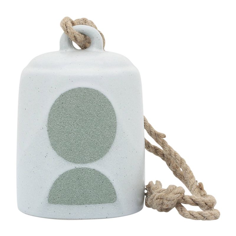 5&#34; Ceramic Hanging Bell Circles White/Green - Sagebrook Home, 3 of 6