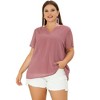 Agnes Orinda Women's Plus Size Pin Dots Notched V-Neck Dressy Trendy Fashion Casual Summer Blouses - 3 of 4