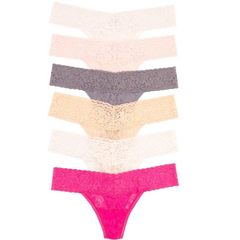 Victoria's Secret PINK 5-Pack No-Show Thong Underwear, Neutral, M :  : Fashion