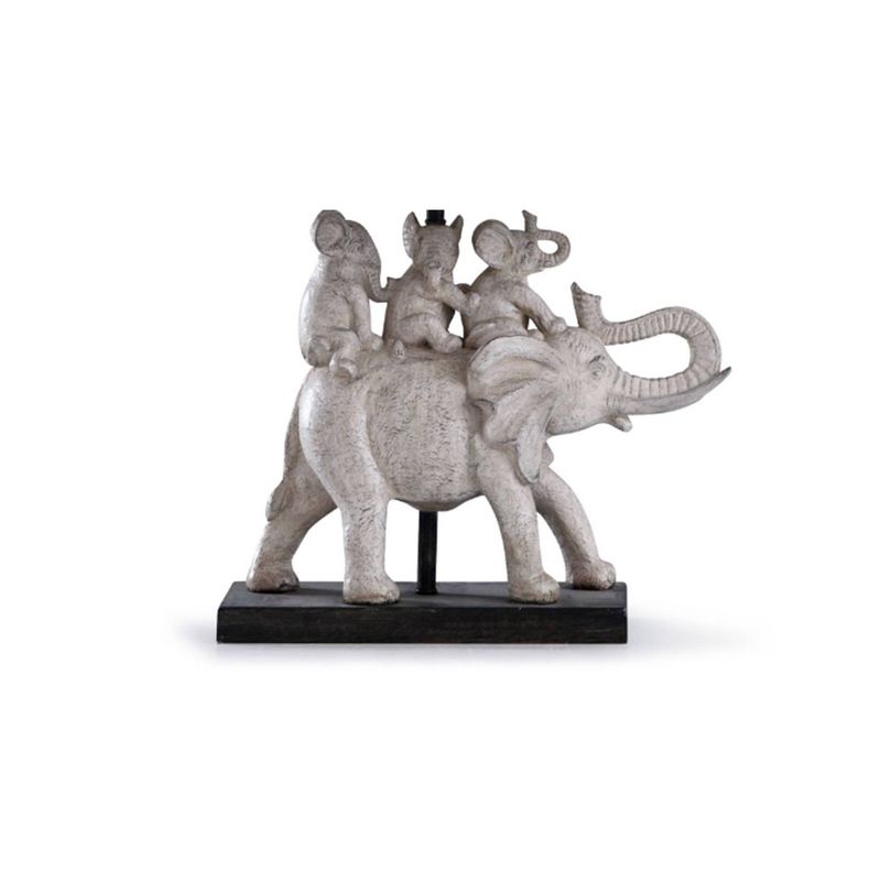 Dapple Family of Elephants Table Lamp with Rectangle Shade Gray/Brown - StyleCraft, 4 of 7