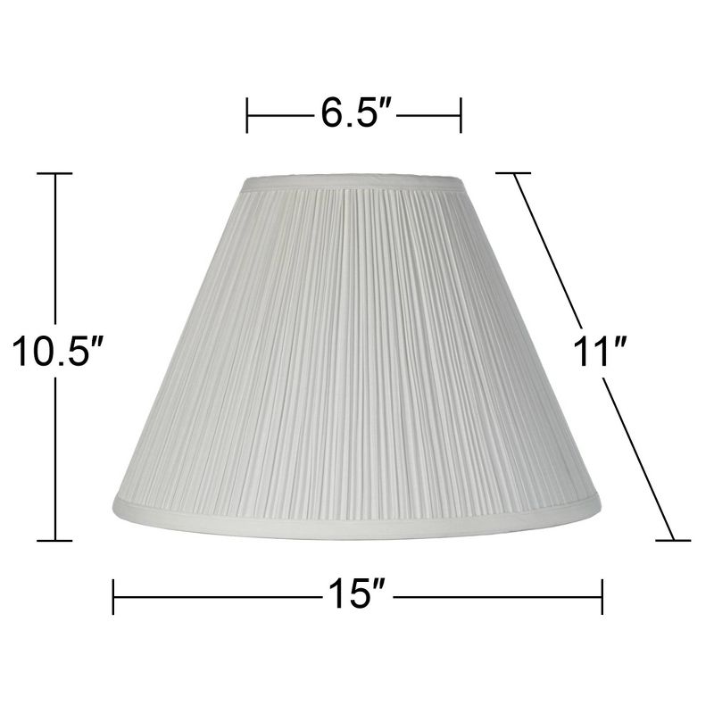 Springcrest Set of 2 White Pleated Medium Empire Lamp Shades 6.5" Top x 15" Bottom x 11" High (Spider) Replacement with Harp and Finial, 5 of 9