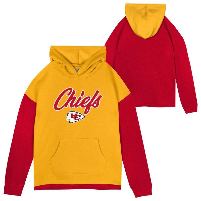 NFL Kansas City Chiefs Girls&#39; Fleece Hooded Sweatshirt, 1 of 4