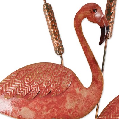 47.5" Pink Iron Flamingo Garden Stake with Cattails