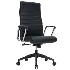 LeisureMod Hilton High-Back Adjustable Office Conference Chair Upholstered in Leather with Steel Frame - 1 of 4