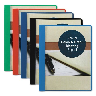 Smead Poly Report Cover Tang Clip Letter 1/2" Capacity Clear/Dark Blue 25/Box 87455