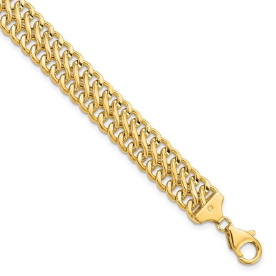 Black Bow Jewelry 10mm 14k Yellow Gold Polished Hollow S Link Chain Bracelet, 7.5 Inch