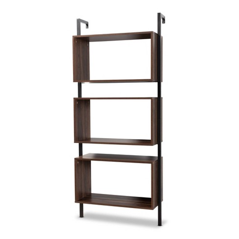 Aldis Wood And Metal 3 Tier Display Shelf Brown black Baxton