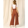 Allegra K Women's High Waist Wide Leg Belted Button Long Overalls Jumpsuit - 4 of 4