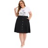 Agnes Orinda Women's Plus Size Tie High Waist Front Button Down Denim Casual A-Line Midi Jeans Skirts with Pocket - 3 of 4