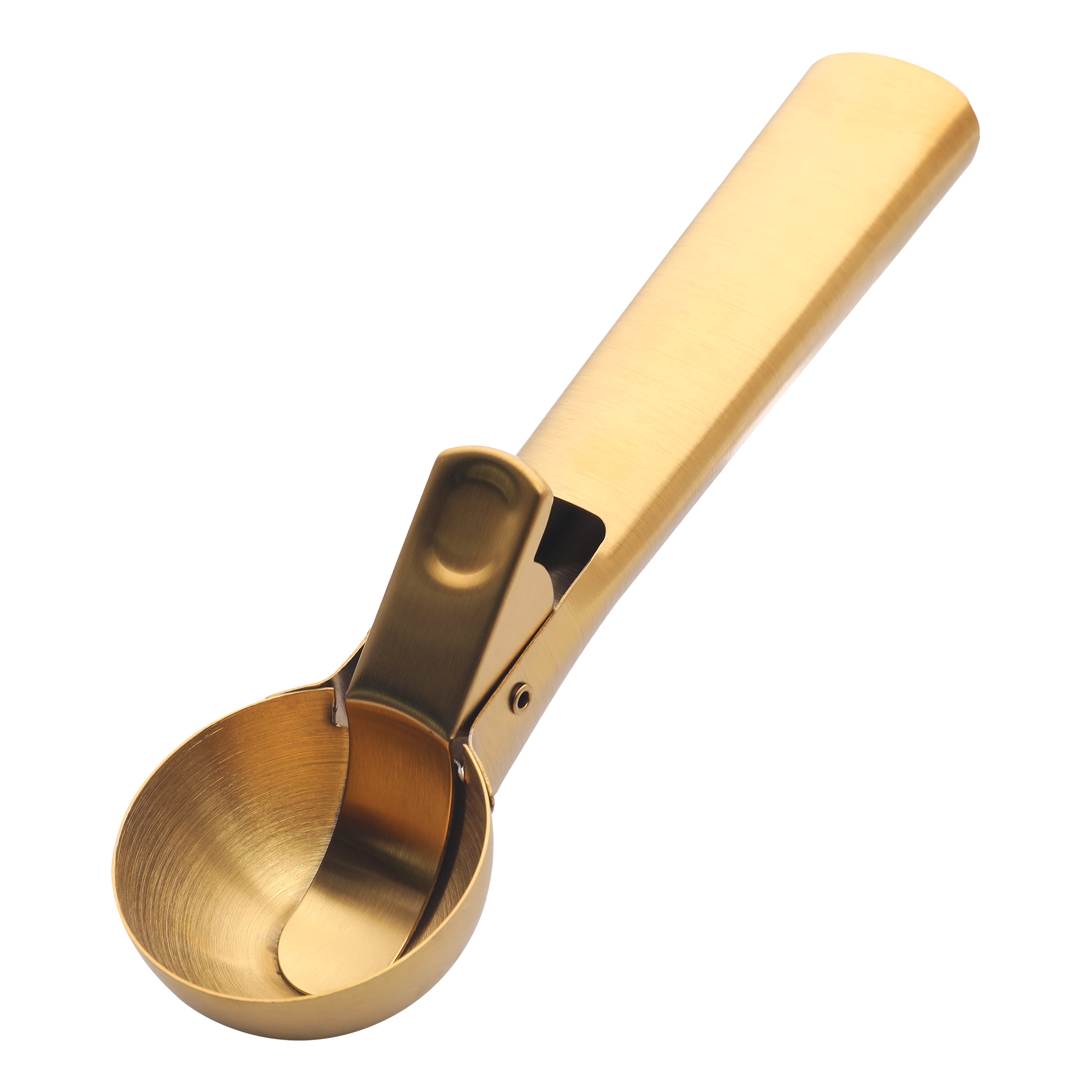 REGALWOVEN Stainless Steel Comfortable Ergonomic Handle, Easy Release and Clean Ice Cream Scooper Gold 7.2*1.9inch 1Pc