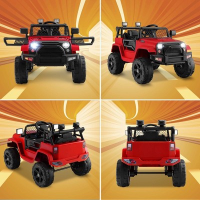 Red 12V Kids Ride-On Truck with Remote Control and Music