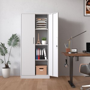 NicBex File Cabinet with Lock,Tall Vertical Metal Filing Cabinets with Doors and 3 Adjustable Shelves,Office Cabinet for Home, Office,White/Black - 1 of 4