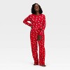 Women's Santa Print Ribbed Long Sleeve Holiday Matching Family Pajama Shirt - Wondershop™ Red - 3 of 4