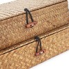 Aoibox Seagrass Storage Baskets with Lids Set of 2 Rectangular Handwoven Organizer Bins for Shelf Snack Toys Home Decor - 3 of 4