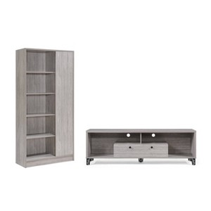 2pc Colvin Mid-Century TV Stand for TVs up to 65" Gray Oak - Christopher Knight Home - 1 of 4