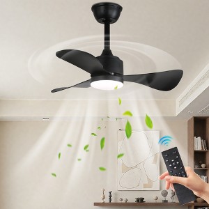 42" Black 3-Blade Flush Mount Ceiling Fan with LED Light, Modern ABS Blades and 6-Speed Remote for Bedroom or Kitchen - 1 of 4