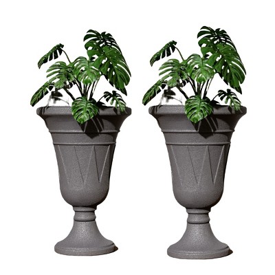 Syemin Planters 2PCS Planter Decoration Flower Pot Tall Planters with Drainage Hole, Planter for Flowers, Herbs, Plants, Gray, 15.76"*15.76"*23.64"