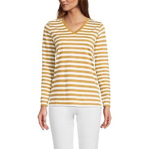 Lands' End Women's Relaxed Supima Cotton Long Sleeve V-Neck T-Shirt - 1 of 3